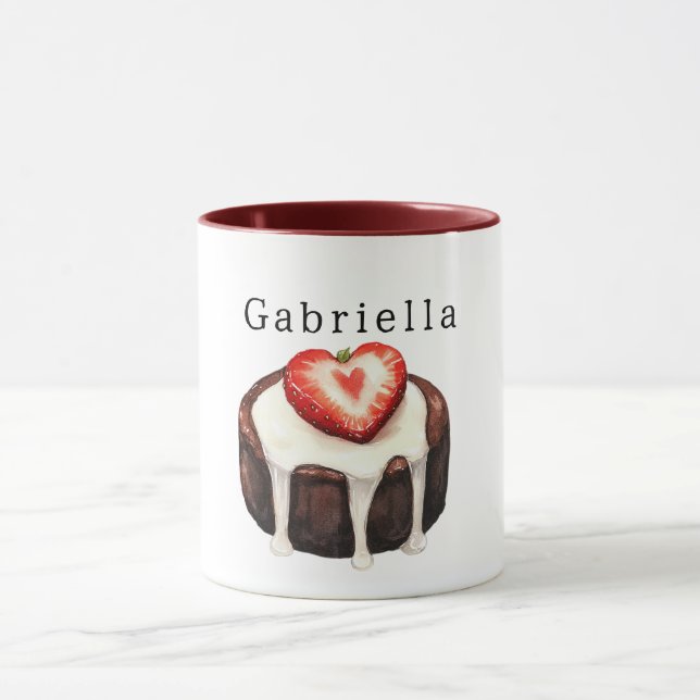 Chocolate Cupcake Strawberry Heart Mug (Center)