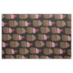 Chocolate Cupcake Strawberry Pattern Black Fabric