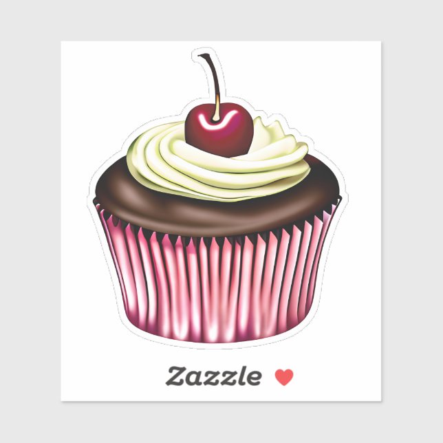 Chocolate Cupcake with a Cherry on Top  Sticker (Sheet)