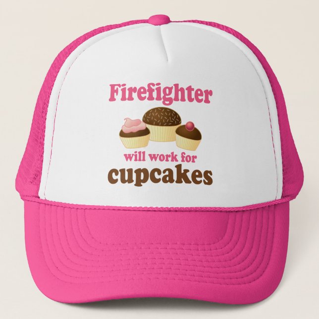 Chocolate Cupcakes Funny Firefighter Trucker Hat (Front)