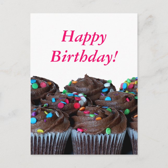 Chocolate Cupcakes Happy Birthday Postcard (Front)