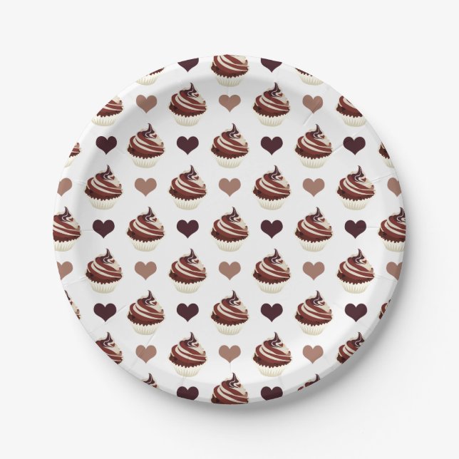 chocolate cupcakes pattern paper plates (Front)