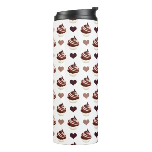 chocolate cupcakes pattern thermal tumbler