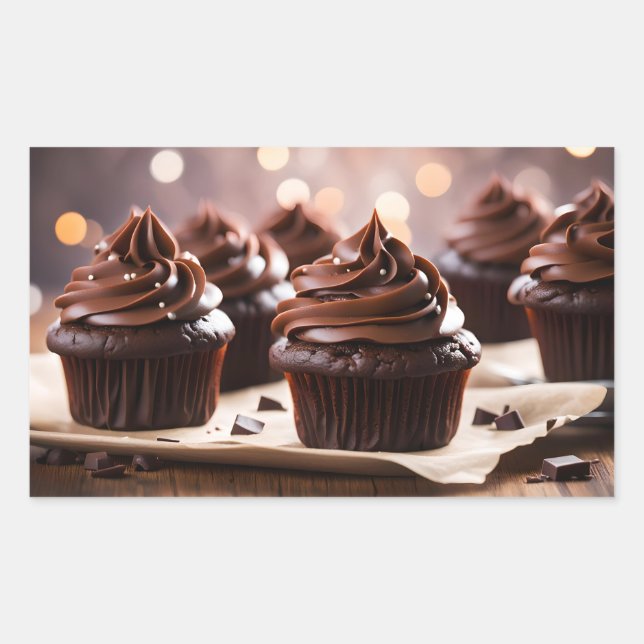 Chocolate Cupcakes Rectangular Sticker (Front)