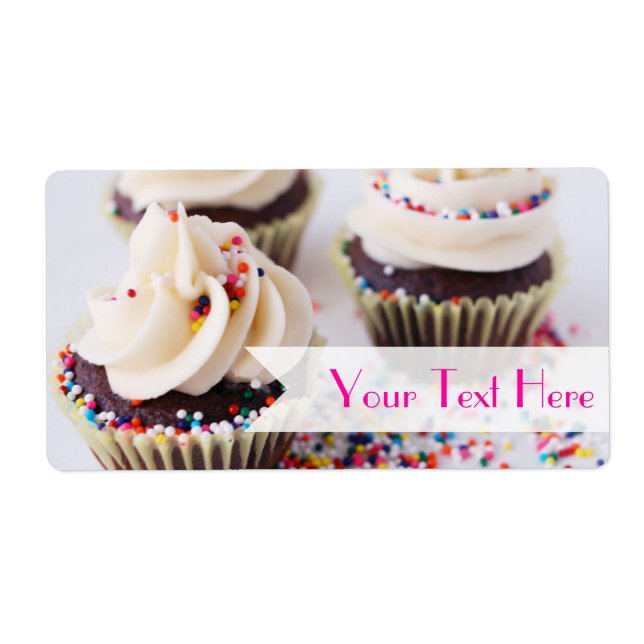 Chocolate Cupcakes Sprinkles Vanilla Frosting Label (Front)