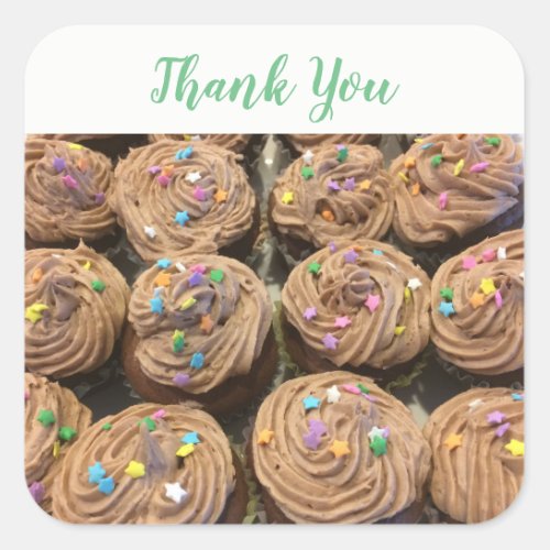Chocolate Cupcakes Thank You Square Sticker