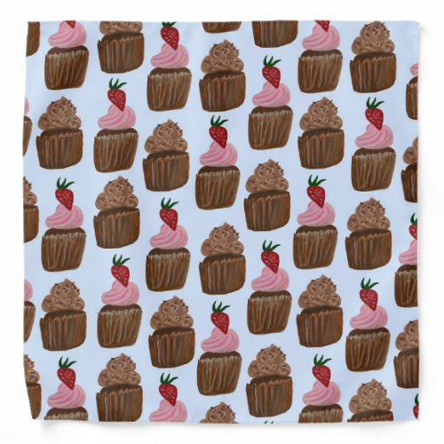 Chocolate Cupcakes Watercolor Pattern Bandana