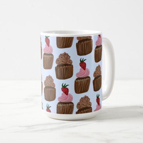 Chocolate Cupcakes Watercolor Pattern Coffee Mug