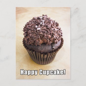 Chocolate Curl Chocolate Happy Cupcake Postcard by erinphotodesign at Zazzle
