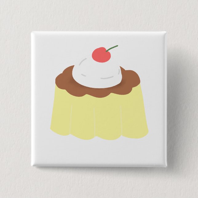 Chocolate Custard Pudding Dessert Gift Button (Front)