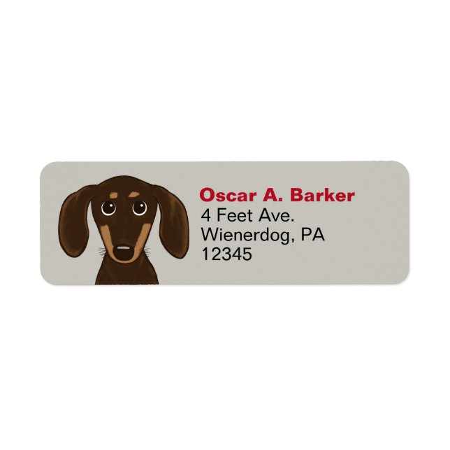 Chocolate Dachshund Dog Return Address Labels (Front)
