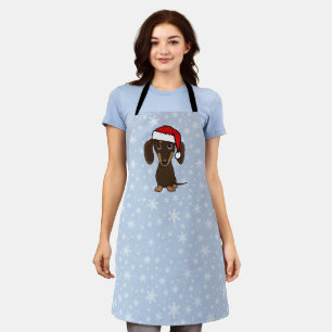 Chocolate Dachshund Santa Christmas Dog Holiday Apron
