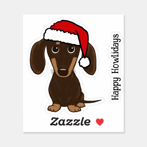 Chocolate Dachshund Santa Cute Dog Christmas Sticker