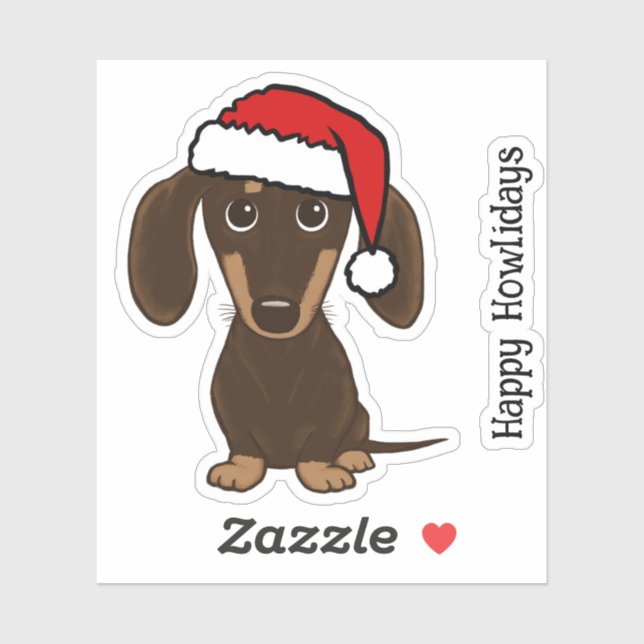 Chocolate Dachshund Santa Cute Dog Christmas Sticker (Sheet)