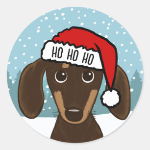 Chocolate Dachshund Santa Cute Wiener Dog Custom Classic Round Sticker