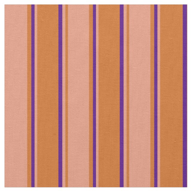 Chocolate, Dark Salmon, and Indigo Pattern Fabric (Close Up)