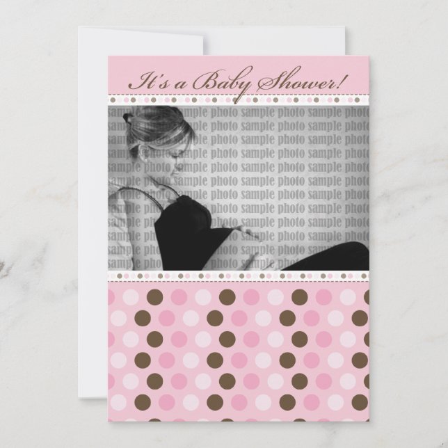Chocolate Darling Pink Dots Baby Shower Invitation (Front)