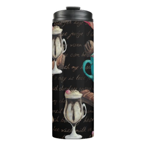 Chocolate dessert candy hot cocoa script  thermal tumbler