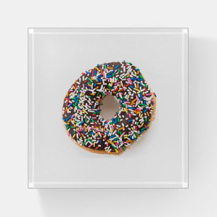 Chocolate Dipped and Sprinkles Doughnut Paperweight
