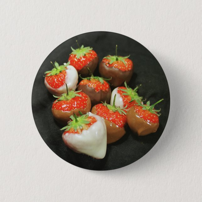 Chocolate dipped strawberries button (Front)