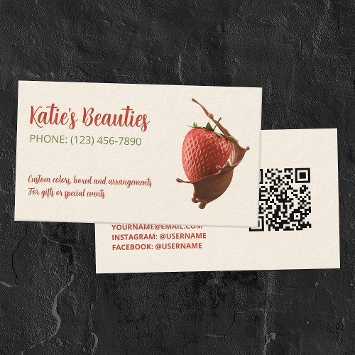 Chocolate_Dipped Strawberries Custom QR Business Card