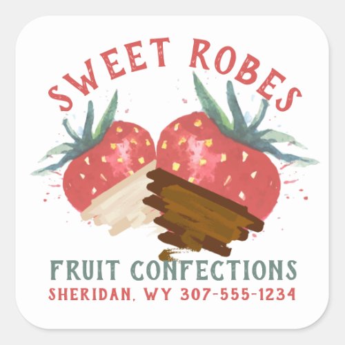 Chocolate dipped strawberries fruit confection square sticker