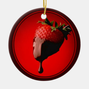 Chocolate Dipped Strawberry Ceramic Ornament