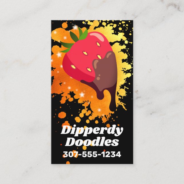 Chocolate dipped strawberry fruit confections business card (Front)
