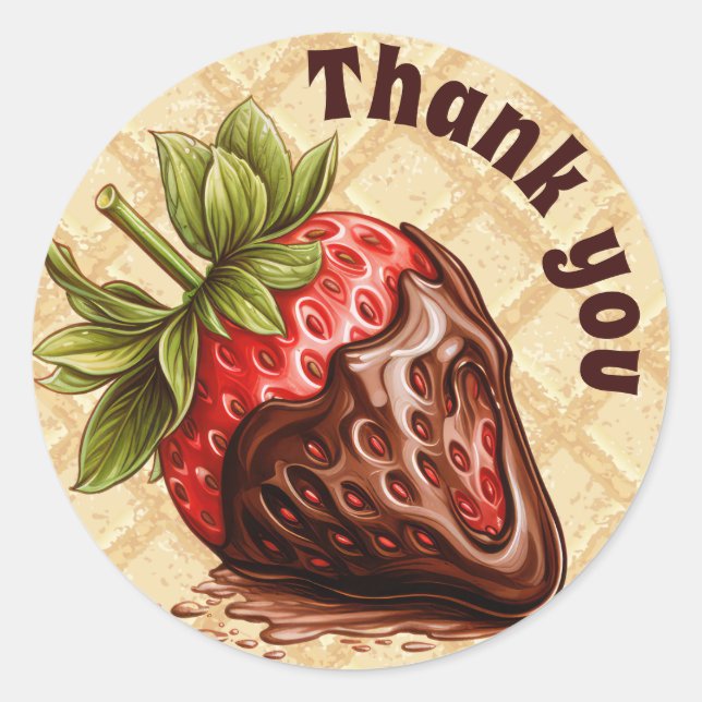 Chocolate dipped strawberry thank you    classic round sticker (Front)