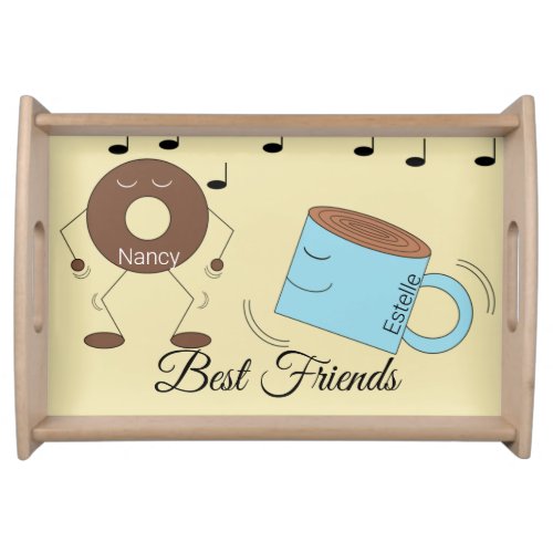 Chocolate Donut and Decaf Coffee Dancing Serving Tray