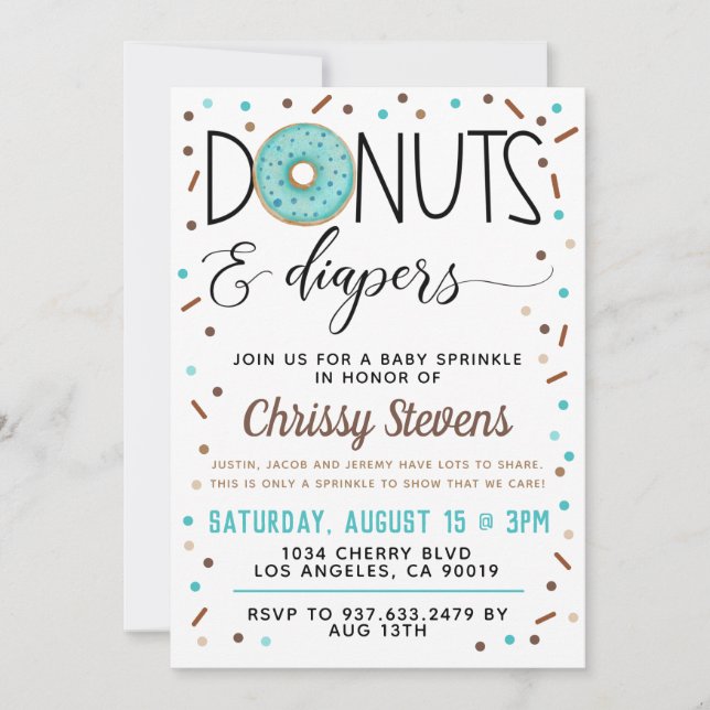 Chocolate Donut Baby Sprinkle Shower Invitation (Front)