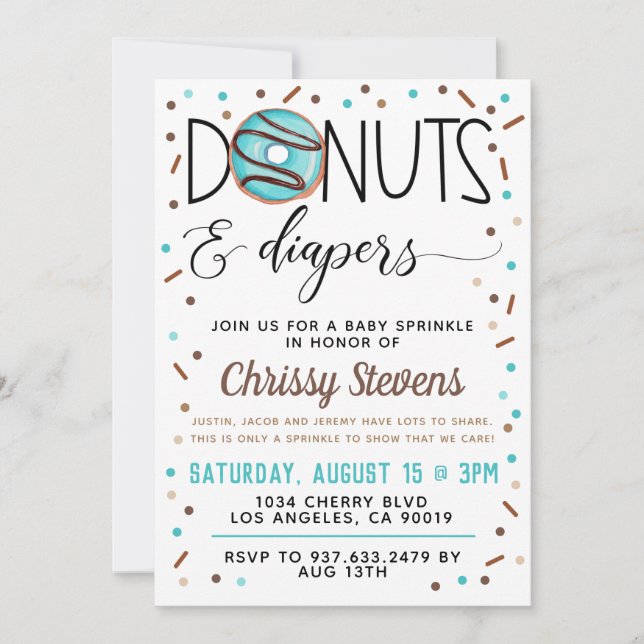 Chocolate Donut Baby Sprinkle Shower Invitation (Front)