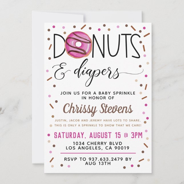 Chocolate Donut Baby Sprinkle Shower Invitation (Front)