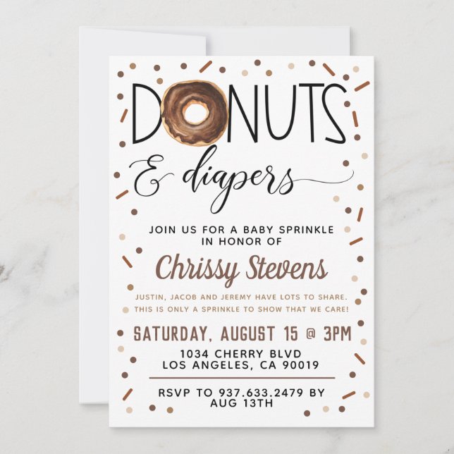 Chocolate Donut Baby Sprinkle Shower Invitation (Front)