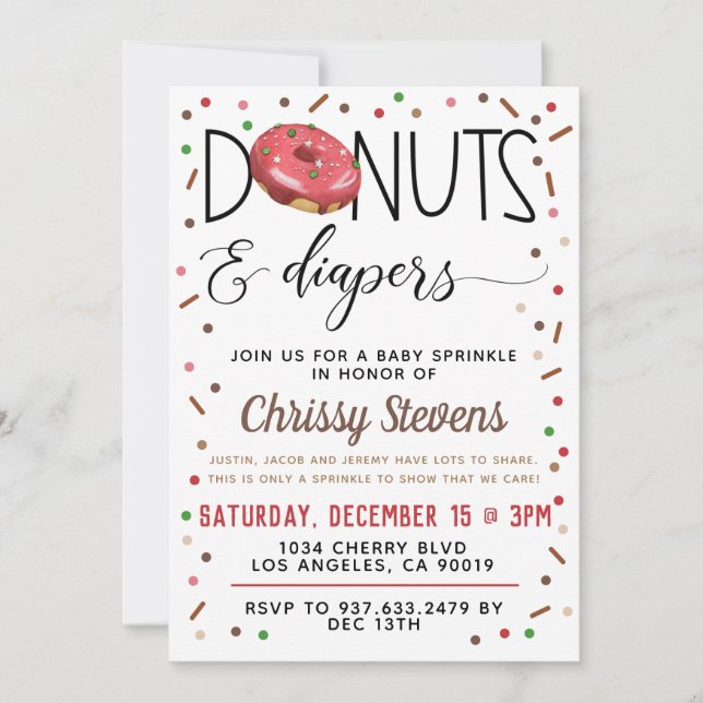 Chocolate Donut Baby Sprinkle Shower Invitation (Front)
