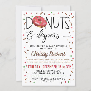 Chocolate Donut Baby Sprinkle Shower Invitation