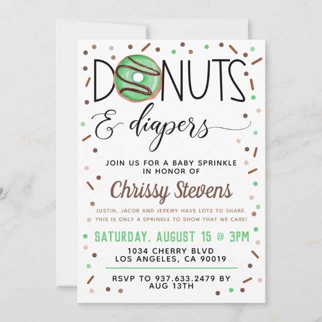 Chocolate Donut Baby Sprinkle Shower Invitation (Front)