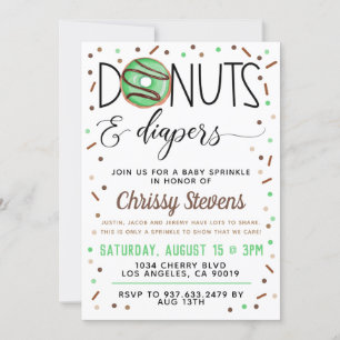 Chocolate Donut Baby Sprinkle Shower Invitation