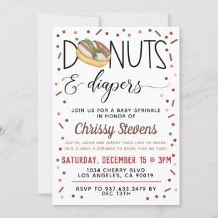 Chocolate Donut Baby Sprinkle Shower Invitation