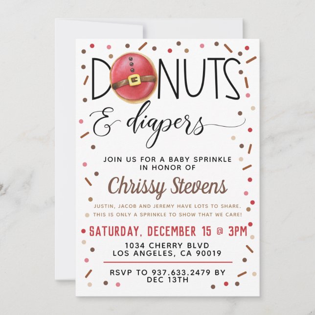 Chocolate Donut Baby Sprinkle Shower Invitation (Front)
