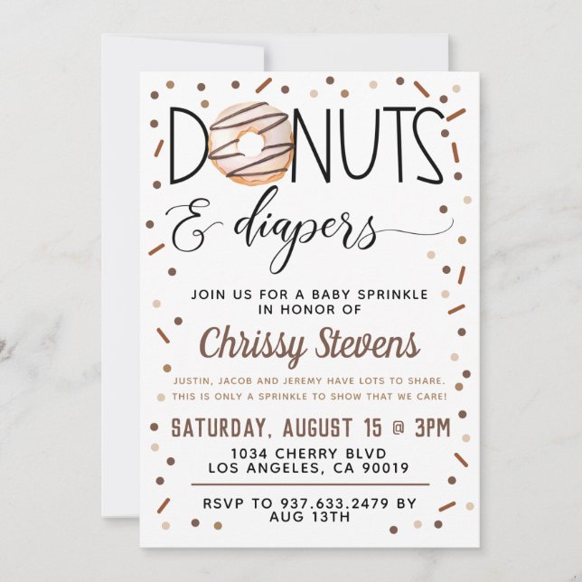 Chocolate Donut Baby Sprinkle Shower Invitation (Front)