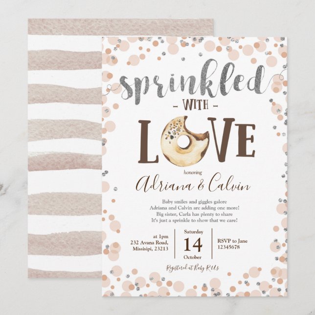Chocolate Donut Baby Sprinkle Shower Invitation (Front/Back)