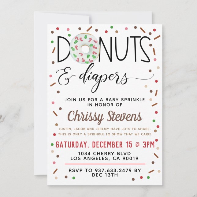 Chocolate Donut Baby Sprinkle Shower Invitation (Front)