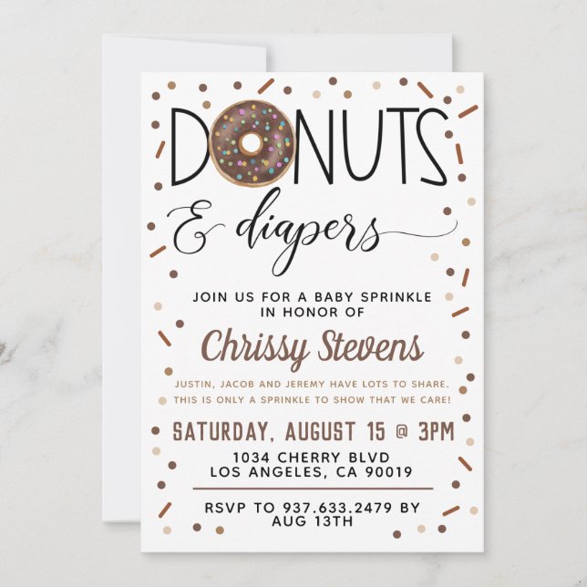 Chocolate Donut Baby Sprinkle Shower Invitation (Front)