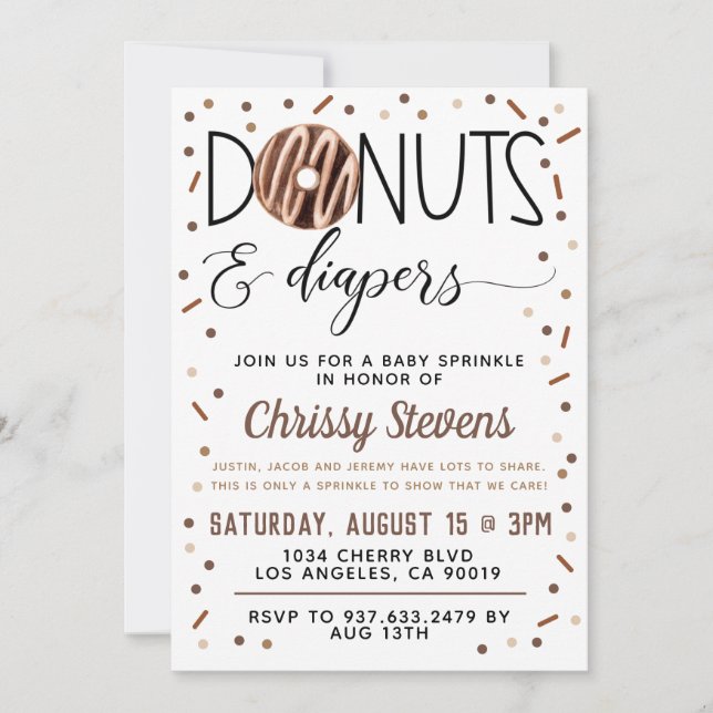 Chocolate Donut Baby Sprinkle Shower Invitation (Front)