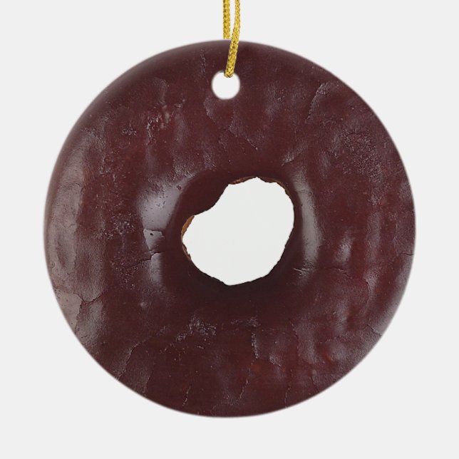Chocolate Donut Ceramic Ornament (Front)