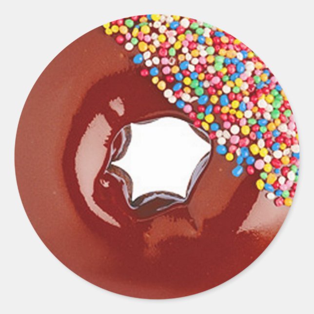 Chocolate Donut Classic Round Sticker (Front)
