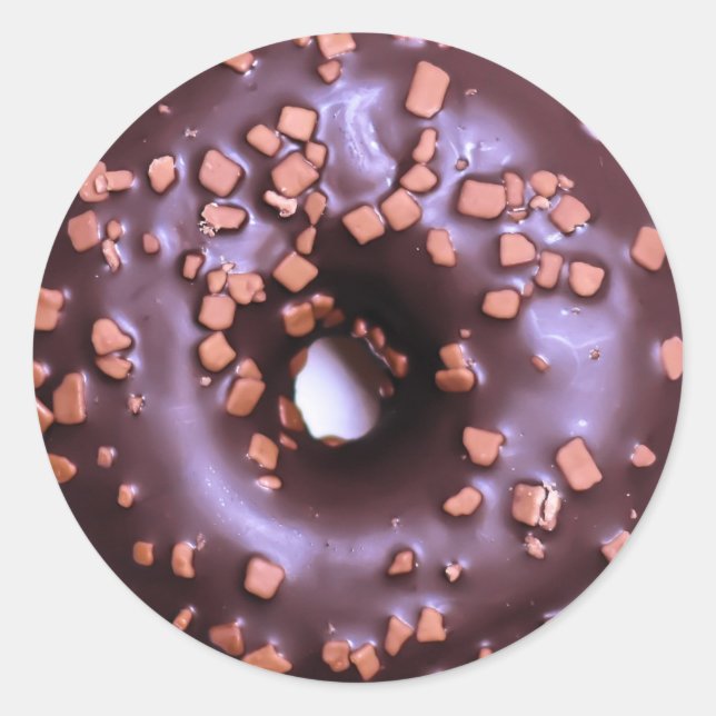 Chocolate Donut Classic Round Sticker (Front)