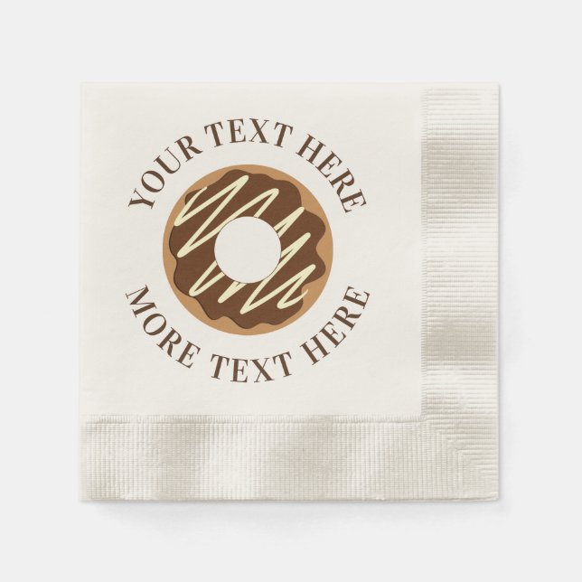 Chocolate donut custom party napkins for pastry (Front)