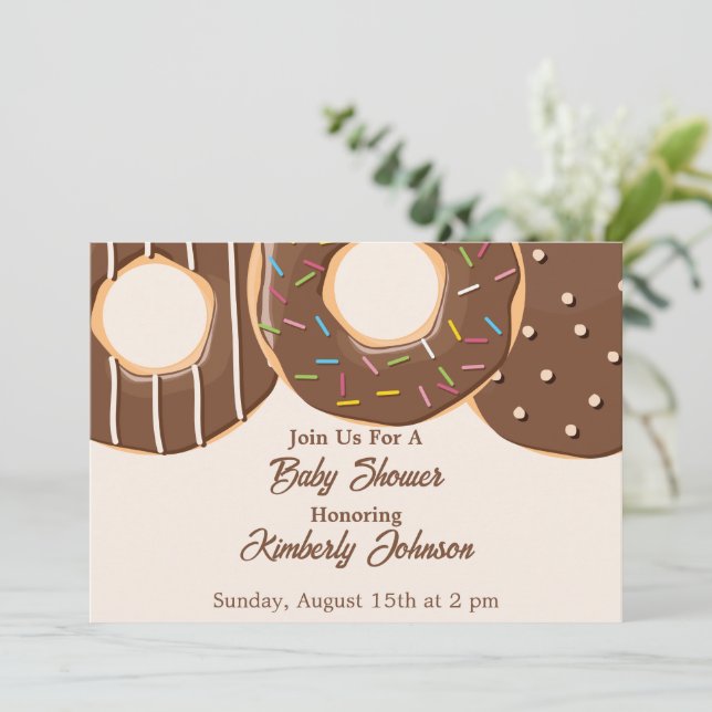 Chocolate Donut Delight Baby Shower Invitation (Standing Front)